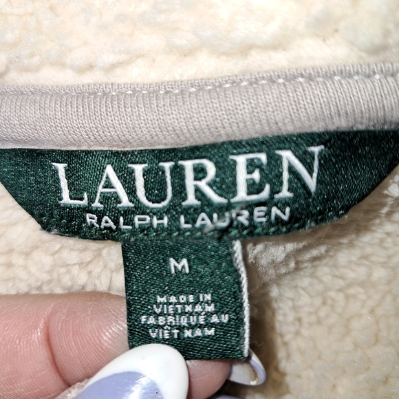 Lauren By Ralph Lauren Womens Faux Suede Shearling Jacket, Medium, Gray Beauty! - Picture 7 of 8